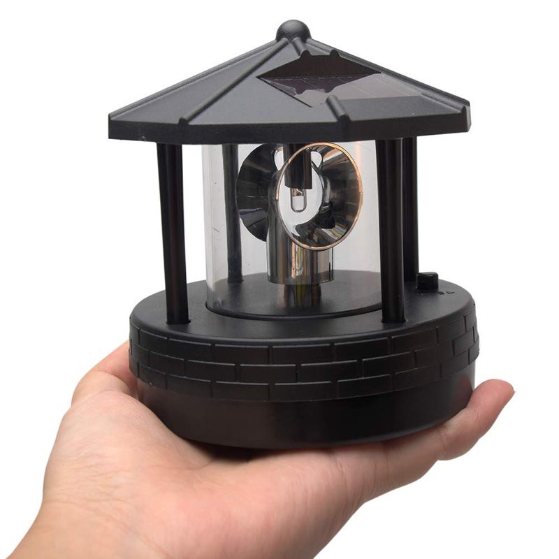 Calidaka LED Solar Powered Lighthouse,360 Degree Rotating Lamp Waterproof Statue Rotating Lights for Garden Yard Outdoor Decor - Image 4